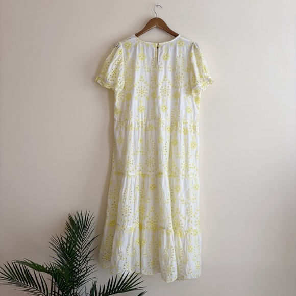 STS Sail To Sable Yellow Eyelet Midi Dress XL Spring Party Cottagecore - Picture 3 of 6